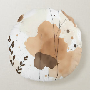 Neutral Tones Organic rustic Abstract Round Pillow