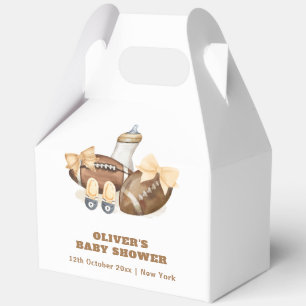 Neutral Touchdown Football Boy Baby Shower Favor Box