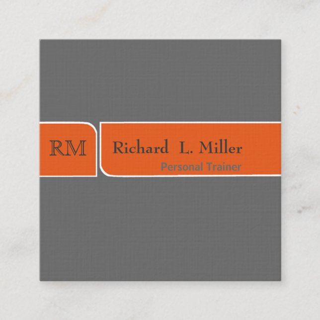 Neutral Trendy Plain Modern Broken Band Minimalist Square Business Card (Front)