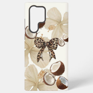 Neutral Tropical Hibiscus & Coconut Phone Case wit