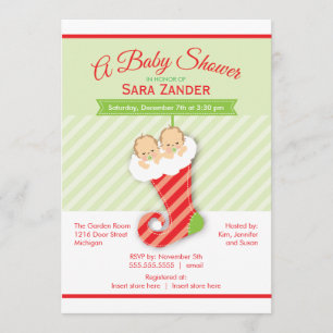 Neutral Twins    Winter Baby Shower Invitation