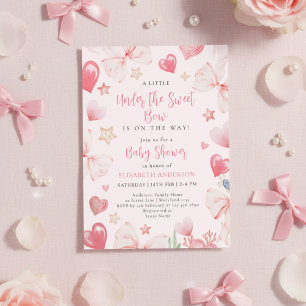 Neutral under the sea bow sweetheart baby shower invitation