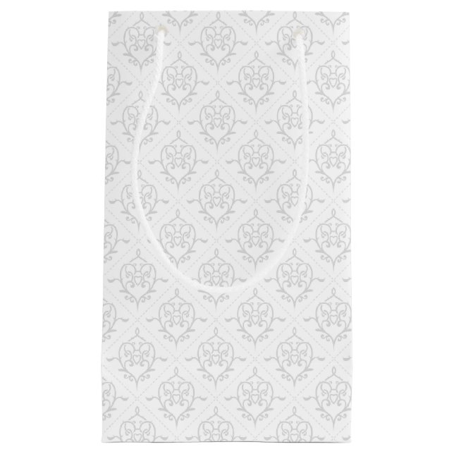 Neutral Vine Deco Hearts Patterned Gift Bag (Front)