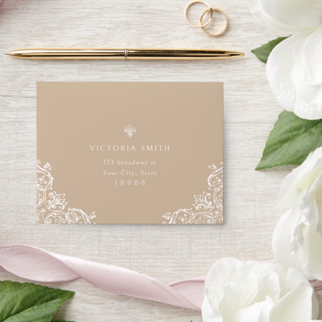 Neutral Vintage Elegant Wedding RSVP Envelope (Wedding)