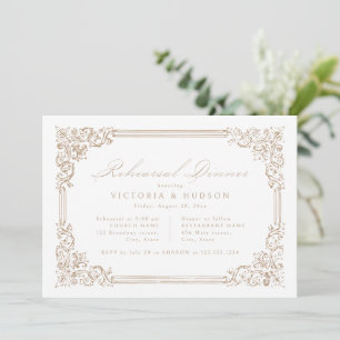 Neutral Vintage Frame Elegant Rehearsal Dinner Invitation