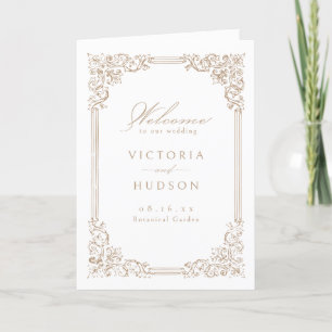 Neutral Vintage Frame Elegant Script Wedding Program