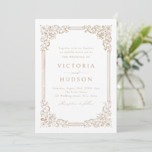 Neutral Vintage Frame Elegant Wedding  Invitation