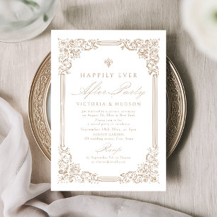 Neutral Vintage Frame Happily Ever After Party Invitation