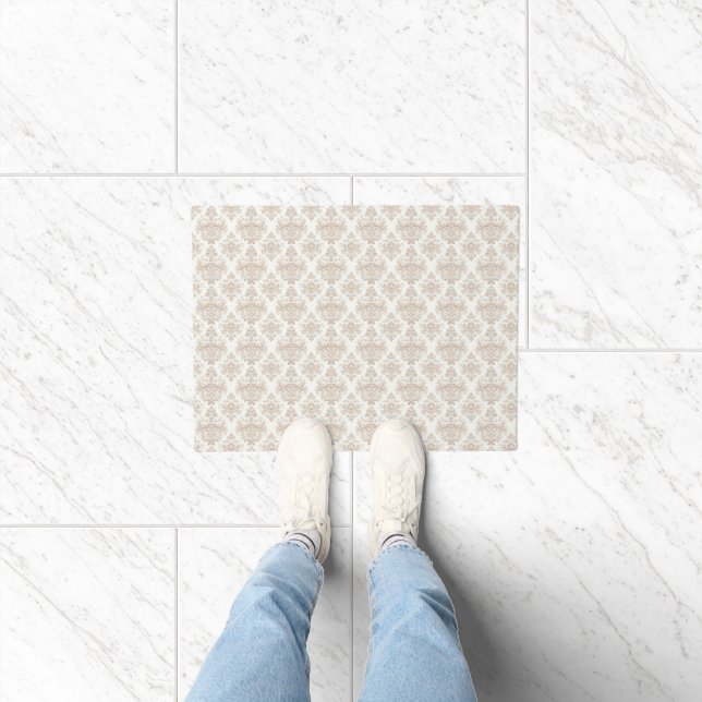 neutral warm white scroll design doormat (Indoor)