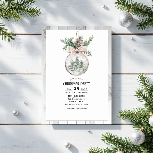Neutral Watercolor Boho Christmas Party Invitation (Neutral Watercolor Boho Christmas Party Invitation)