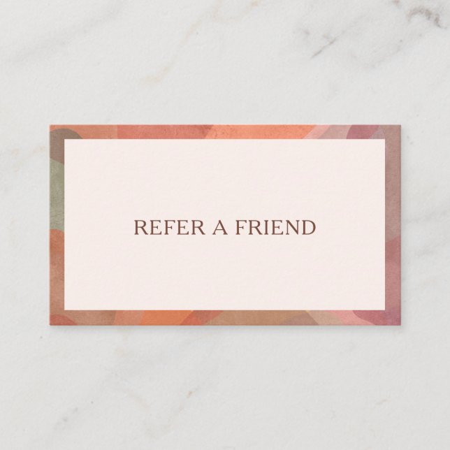 Neutral Watercolor Border Modern Referral Card (Front)