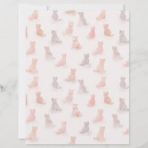 Neutral Watercolor Cat Pattern Paper Sheet