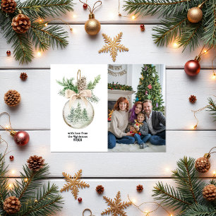 Neutral Watercolor Christmas Bauble Holiday Postcard