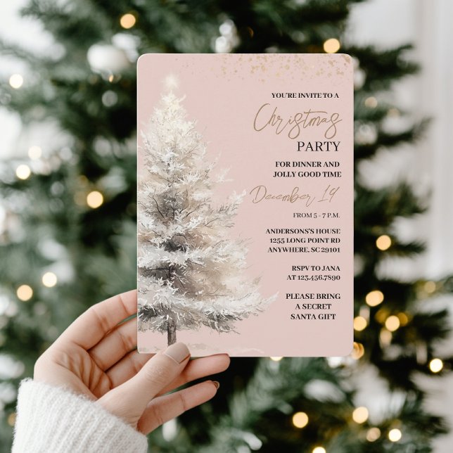 Neutral Watercolor Christmas Party Invitation (Creator Uploaded)