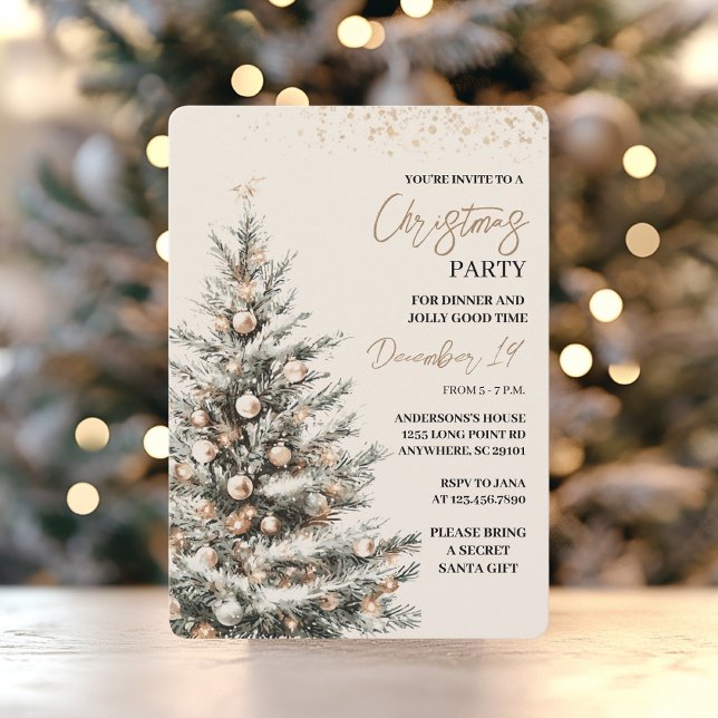 Neutral Watercolor Christmas Party Invitation (Creator Uploaded)