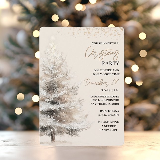 Neutral Watercolor Christmas Party Invitation (Creator Uploaded)