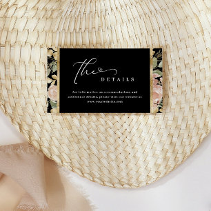 Neutral Watercolor Floral and Gold Wedding Details Enclosure Card