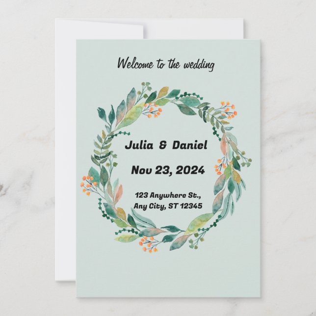 Neutral Watercolor Floral Wedding Invitation  (Front)