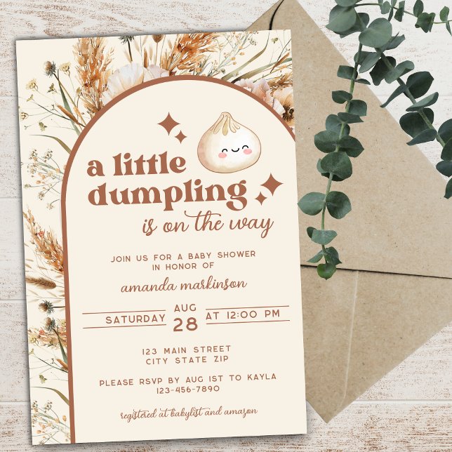 Neutral Watercolor Little Dumpling Bao Baby Shower Invitation (Creator Uploaded)