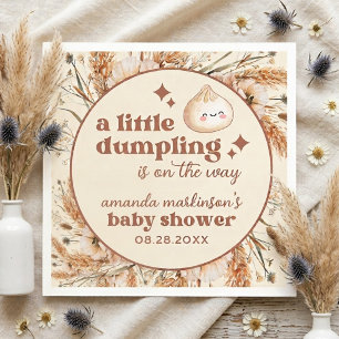 Neutral Watercolor Little Dumpling Bao Baby Shower Napkin