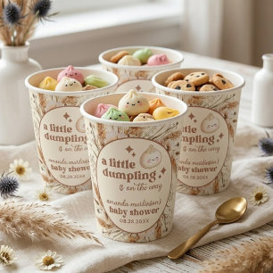 Neutral Watercolor Little Dumpling Bao Baby Shower Paper Cups