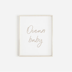 Neutral watercolor ocean baby poster