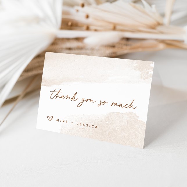 Neutral Watercolor Swash Personalized Thank You Ca Card (Creator Uploaded)