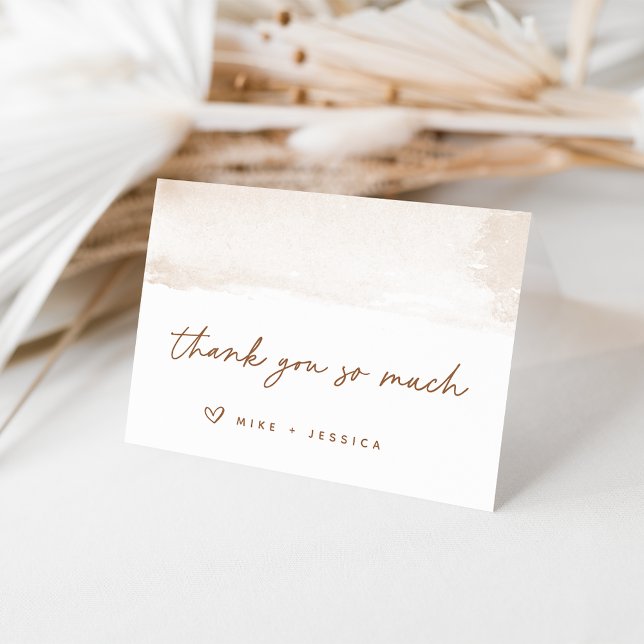 Neutral Watercolor Swash Personalized Thank You Card (Creator Uploaded)