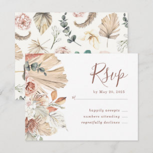 Neutral Watercolor Tropical Boho Palm Wedding RSVP Enclosure Card