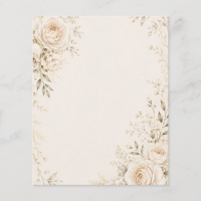 Neutral Wedding Invitation with Refined Florals Flyer (Front)