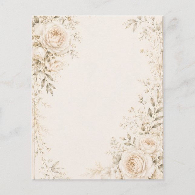 Neutral Wedding Invitation with Refined Florals Flyer (Front)