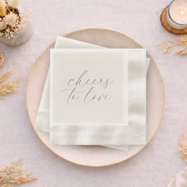 Neutral Wedding Napkins “Cheers to Love” (Creator Uploaded)
