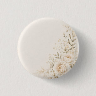 Neutral Wedding with Refined Florals 1 Inch Round Button