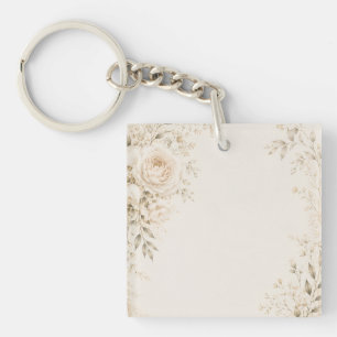 Neutral Wedding with Refined Florals Keychain
