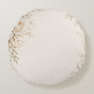 Neutral Wedding with Refined Florals Round Pillow