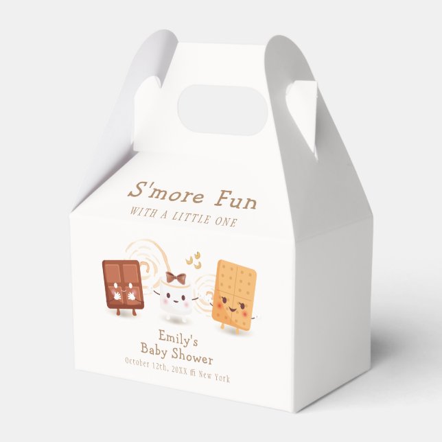 Neutral Whimsical S'more Fun Baby Shower  Favor Box (Front Side)