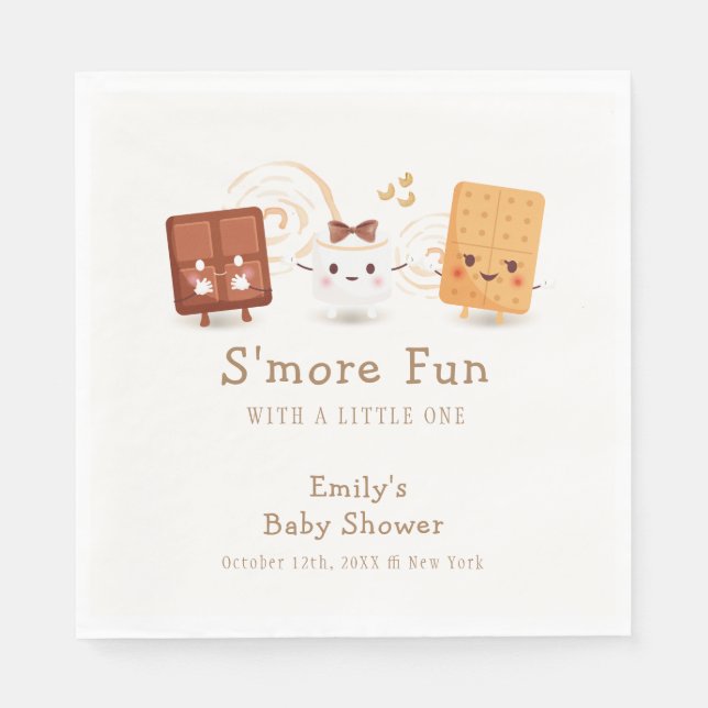 Neutral Whimsical S'more Fun Baby Shower  Napkin (Front)