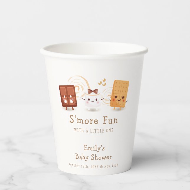 Neutral Whimsical S'more Fun Baby Shower  Paper Cups (Front)
