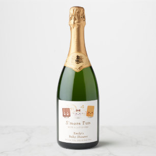 Neutral Whimsical S'more Fun Baby Shower  Sparkling Wine Label