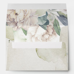 Neutral White Floral Elegant Vintage Envelope