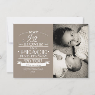 Neutral White Typography Christmas Photo Card