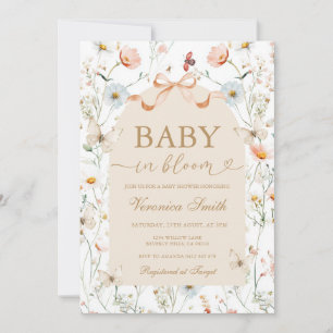 Neutral Wildflower Baby in Bloom Baby Shower Invitation