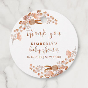 Neutral Wildflower Boho Baby Shower Thank You Favour Tags