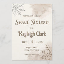 Neutral Winter Sweet Sixteen Invitation – Minimal