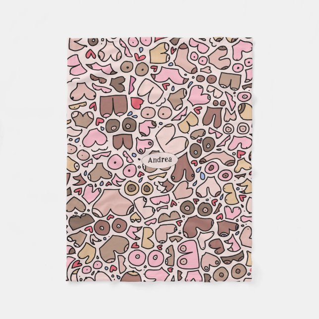 neutral woman breast patten fleece blanket (Front)