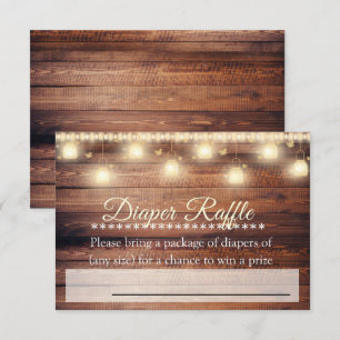 Neutral Wood Baby Shower Diaper Raffle Ticket Card