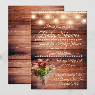 Neutral Wood Baby Shower Invitation