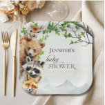 Neutral Woodland Wildlife Baby Shower Party Table Paper Plate<br><div class="desc">These baby shower paper plates were designed for calm,  nature-inspired celebrations. Featuring gentle greenery and sweet woodland wildlife,  they bring a soft storybook feel to your table. Perfect for gender-neutral baby showers,  rustic themes,  and parents who love timeless forest charm.</div>
