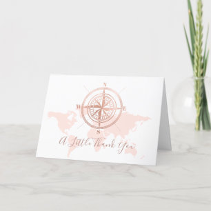 Neutral World Map Travel Adventure Baby Shower  Thank You Card