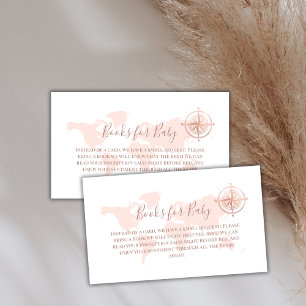 Neutral World Map Travel Books For Baby Shower Enclosure Card